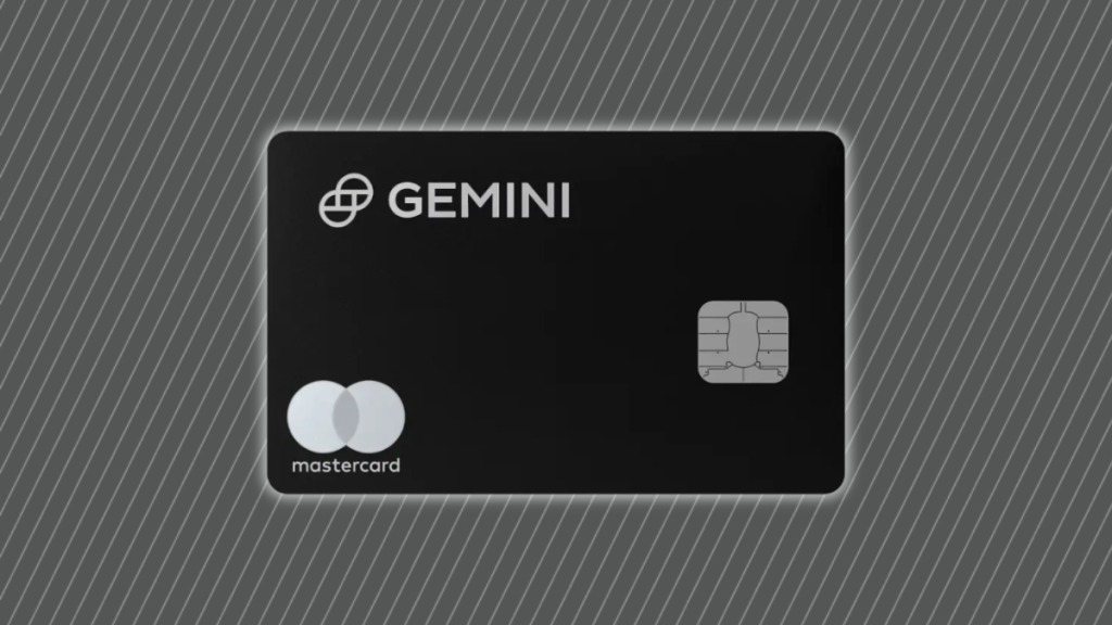 Gemini Credit Card® on a grey background with white stripes