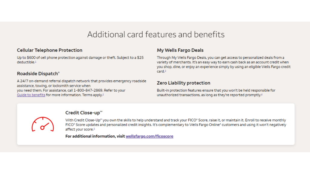 Wells Fargo Reflect® Card additional benefits