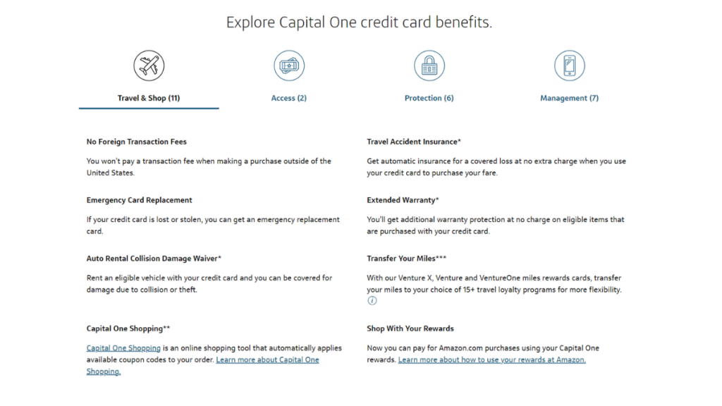 VentureOne Rewards Credit Card benefits page