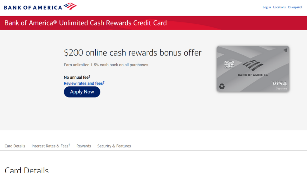 Bank of America® Unlimited Cash Rewards Credit Card